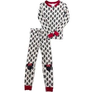 Hanna Andersson Disney Minnie Mouse Pajamas Long‎ John Cotton Size 8 Black Red